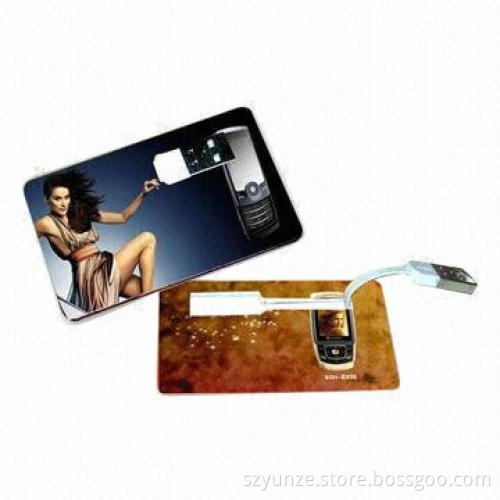 Promotional Card-shaped USB Flash Drive, Made of Plastic
